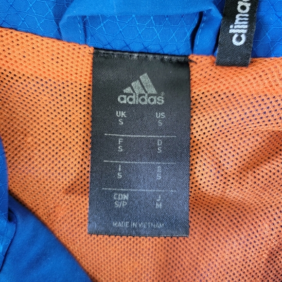 ADIDAS Predator Climacool Jacket Windbreaker Hooded Blue Orange Mens Small - Picture 10 of 15